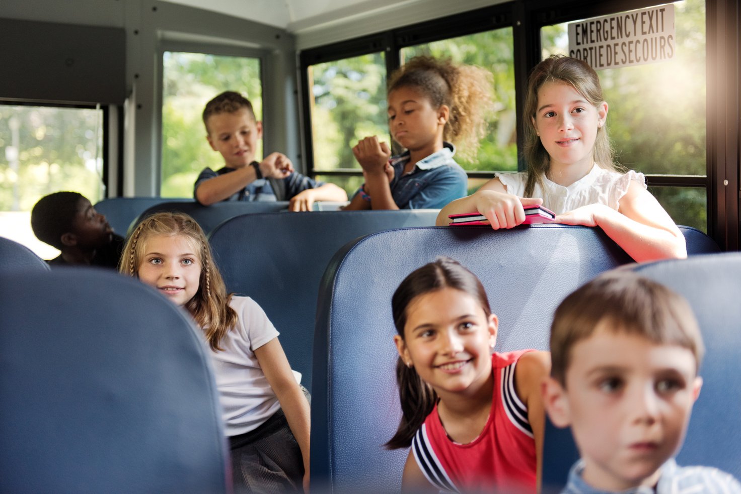 School kids on school bus